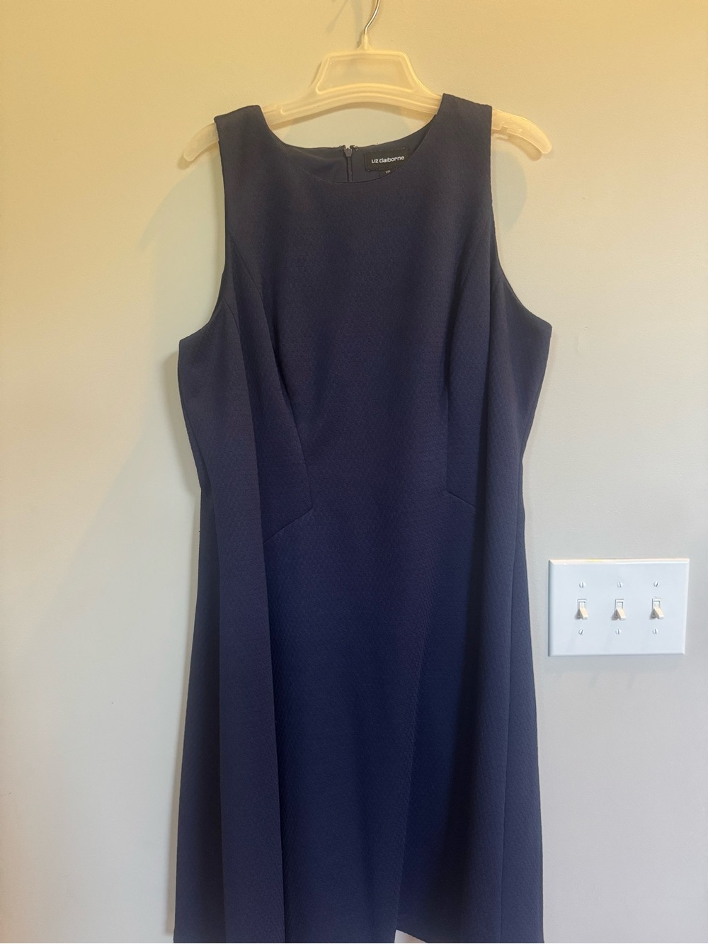 Liz Claiborne Navy Sleeveless Textured Midi Dress